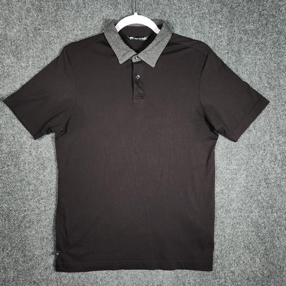 Travis Mathew Feather Weight Golf Polo Collared T Shirt Gray Black - Small
